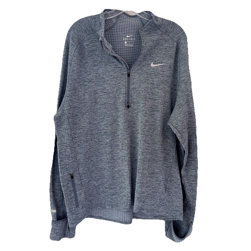 Nike Sphere Element 1/2 Zip Running Top XL Gray Heather Thumbholes 683906-066 - Picture 2 of 11